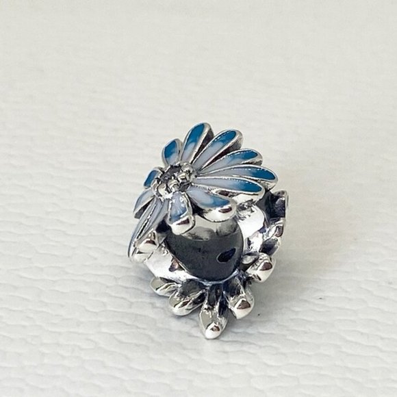 Pandora, New Bracelet Charms, Blue Daisy Flower Charm Pendant Bead , Sterling Si - Picture 3 of 4